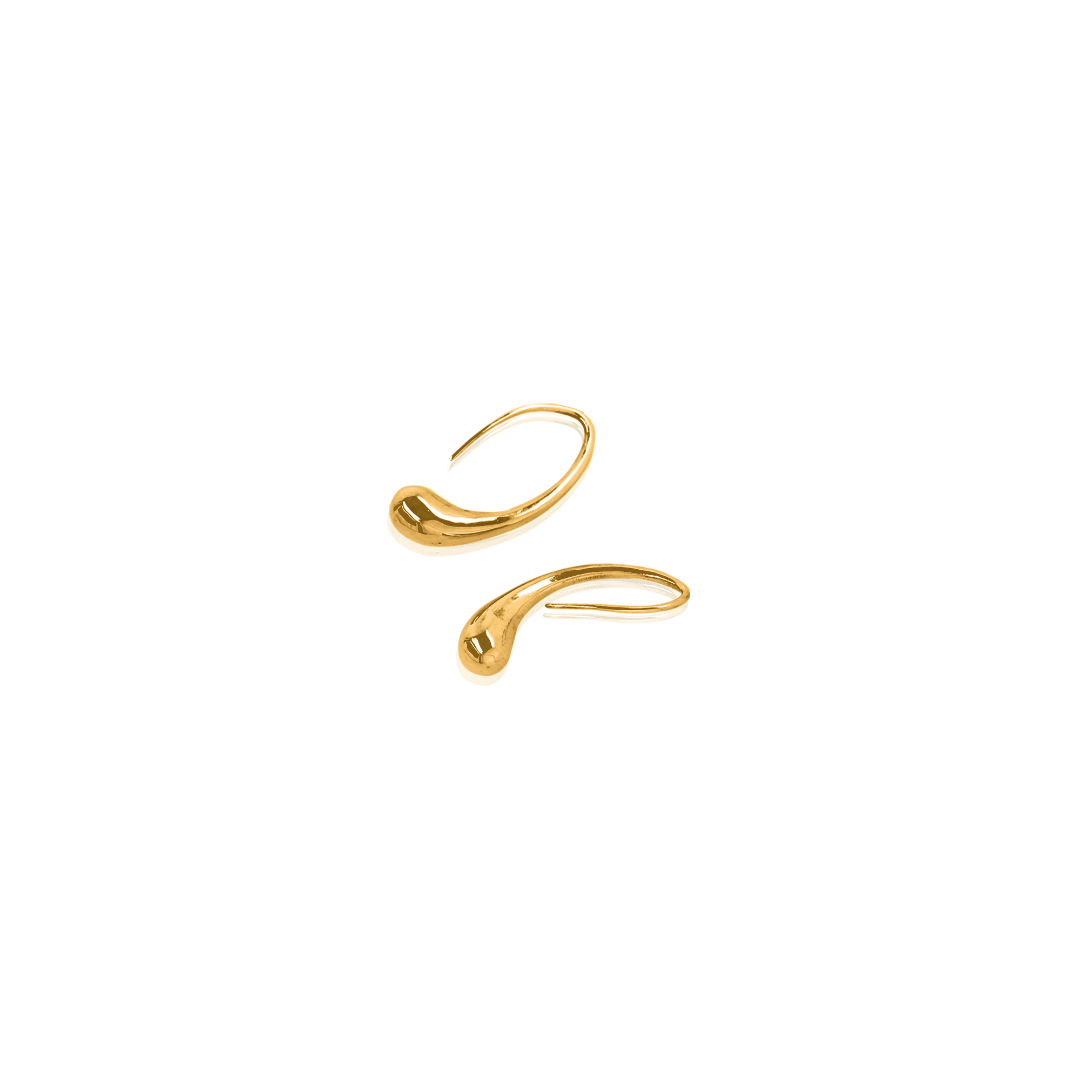 Nebu Gold 24kt Gold Water Droplet Earrings Top View
